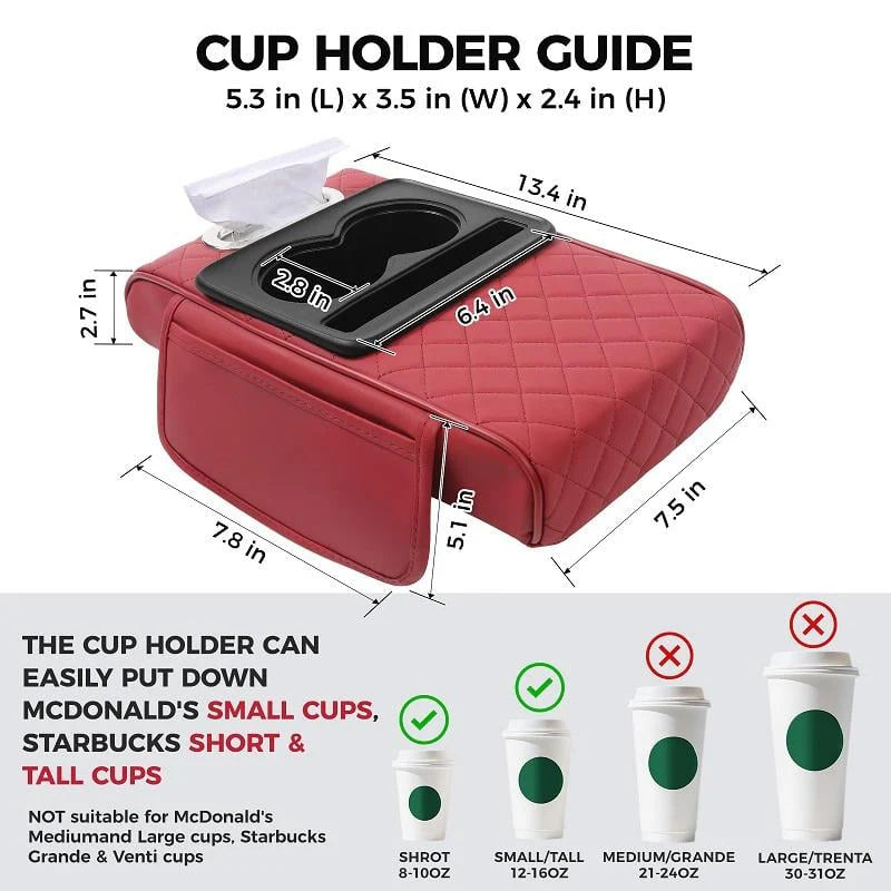 Cup holder size guide – fits McDonald's small cups and Starbucks short and tall cups, 5.3x3.5x2.4 in