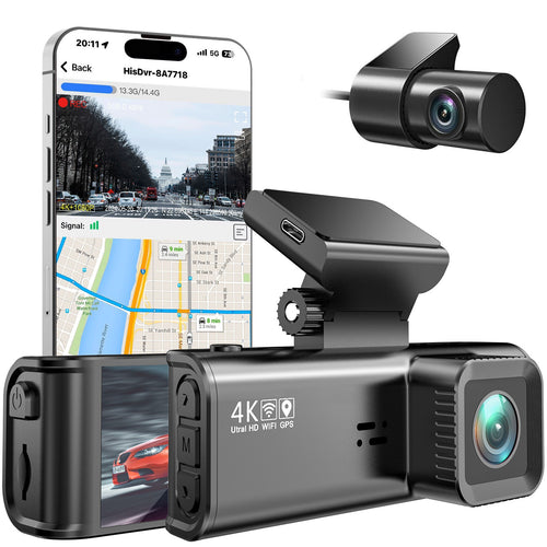 4K UHD dual dash cam with rear camera, GPS WiFi, and smartphone app – Ulikesmart