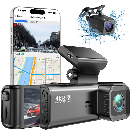 4K+1080P dual dash cam with rear camera, GPS WiFi, and smartphone app connectivity – Ulikesmart